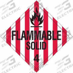 LABELMASTER Flammable Solid Placard: Flammable Solid, 10 3/4 in x 10 3/4 in, Vinyl, 25 Labels, 25 PK (MPN Z-PVM). Key specifications — Brand: LABELMASTER; Message: Flammable Solid.