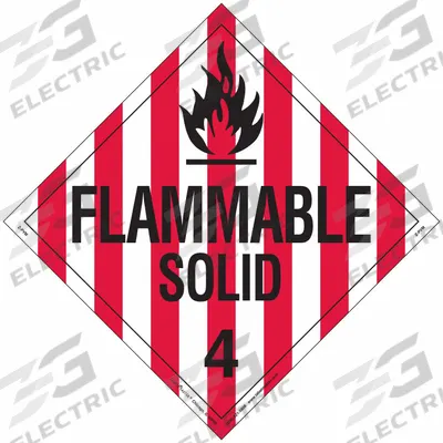 LABELMASTER Flammable Solid Placard: Flammable Solid, 10 3/4 in x 10 3/4 in, Vinyl - Class 4: Flammable Solids