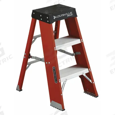 LOUISVILLE LADDER Step Stool: 3 Steps, 3.3 ft Overall Ht, 375 lb Load Cap - Folding Step Stools