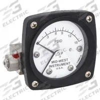 MIDWEST INSTRUMENT Differential Pressure Gauge: Back, 1/4 in NPT Female, ±3-2-3% Gauge Accuracy, 120 (MPN 120-SA-00-OO-15P). Key specifications — Sensor Type: Piston; Series: 120; Housing Material: 316L Stainless Steel; Certificate of Calibration: Not Included; Gauge Accuracy: ±3-2-3%.