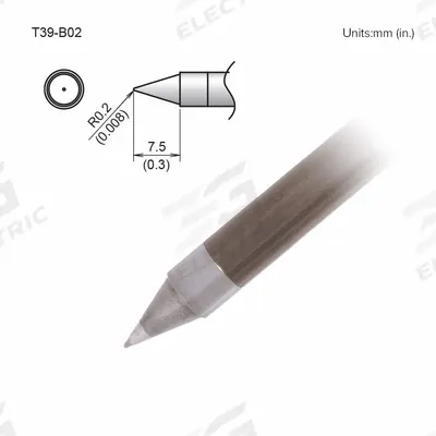HAKKO Soldering Tip: T39 Series, Conical, 0.2 mm W - T39 Series Soldering Tips