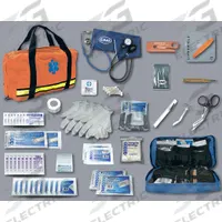 Flat Pac Response Kit: 81 Components, Plastic, Poly Bag, Clear, Medication Included, Plastic (MPN 845). Key specifications — Brand: EMI; Adhesive Bandages Included: (25) Adhesive Bandages; Product Type: Flat Pac Response Kit; PPE and Disposal Equipment Included: (4) Nitrile Gloves; Oral and Inhalant Medicinals Included: (4) Ammonia Towelettes; Tools Included: Thermal Rescue Blanket; Topical Medicinals Included: (10) Antimicrobial Hand Wipes; Wound Dressings Included: (2) Emergency Pressure Bandages.