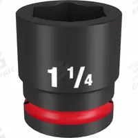 MILWAUKEE Standard Impact Socket: 3/4 in Drive Size, SAE, 1 1/4 in Socket Size, 6-Point, Std (MPN 49-66-6311). Key specifications — attr1215501: MILWAUKEE; attr1215515: Black Phosphate; attr1215518: 1-1/4 in.