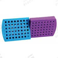 Tube Rack: 4 1/2 in Overall Wd, 1 in Overall Ht, 11 1/2 in Overall Lg, Polypropylene, Blue/Purple (MPN HS29041A). Key specifications — Material: Polypropylene; Mounting Location: Benchtop; Color: Blue/Purple; Product Type: Test Tube Rack; Total Holding Capacity: (48) 1.5/2.0 mL Purple Tubes; Brand: HEATHROW SCIENTIFIC.