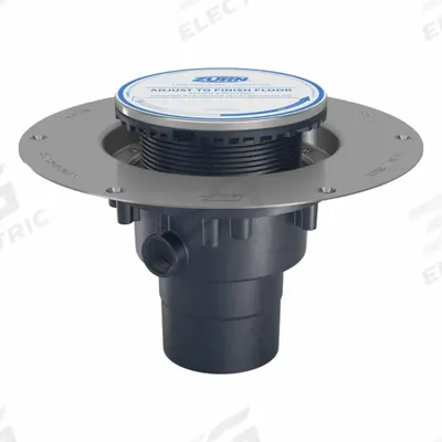 ZURN Floor Drain: 9 7/8 in Overall Dia, 5 in Grate Size, 3 in Nominal Pipe Size - Height Adjustable Floor Drains