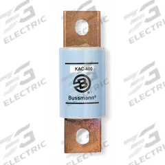 Semiconductor Fuse: KAC Series, Fast-Acting, 400 A, 600 V AC, Non-Indicating (MPN KAC-400). Key specifications — Series: KAC; Brand: BUSSMANN; Voltage Type: AC Only.