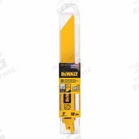 DEWALT Reciprocating Saw Blade: 18 Teeth per Inch, 9 in Blade Lg, 0.04 in Blade Thick, 25 PK (MPN DWAR9118B25). Key specifications — attr1109198: 18; attr1109200: Rigid for Straight Cuts; attr1109201: Straight; attr1109209: DEWALT.