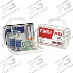 FIRST AID ONLY First Aid Kit and Housing: Eye Care, 5 People Served, 20 Components, Plastic (MPN 59434). Key specifications — Adhesive Bandages Included: (8) Bandages; Application: Eye Care; Brand: FIRST AID ONLY; Housing Color: White; Housing Material: Plastic; Includes Oral or Inhalant Medication: No Medication Included; Mountable: Portable; Oral and Inhalant Medicinals Included: No Oral/Inhalant Medicinals.