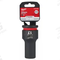 MILWAUKEE Deep Impact Socket: 3/4 in Drive Size, Metric, 17 mm Socket Size, 6-Point, Deep, Friction (MPN 49-66-6393). Key specifications — attr1215501: MILWAUKEE; attr1215515: Black Phosphate; attr1215518: 17 mm.