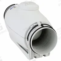 In-Line Duct Fan: 333 cfm Max., 6 in Duct, 65 W, 120V AC, 1 Ph, IP44, Thermoplastic (MPN TD-150S). Key specifications — Includes: Mounting Bracket; Brand: SOLER & PALAU; Speed Controllable: Yes; High-Efficiency Motor: No; Housing Material: Thermoplastic; Nameplate Voltage: 120V AC; Number of Speeds: 1; Airflow @ 0.000 in SP - Range: 250 to 499 cfm.