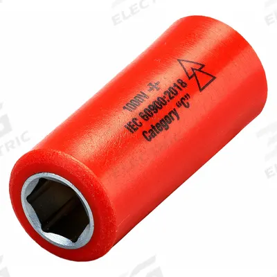 ITL Insulated Socket: 1/4 in Drive Size, 23/64 in/9 mm Socket Size, 1 5/8 in Overall Lg - 1/4" Drive Metric Insulated Hand Sockets