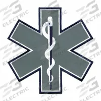 HEROS PRIDE Embroidered Patch: Star of Life, 7 in x 7 in, Navy, Plastic, Sew-On, Back (MPN 4818). Key specifications — attr1074238: Sew-On; attr188498: 7 in x 7 in; attr188499: Navy; attr188500: Plastic; attr188503: Star of Life; attr193746: HEROS PRIDE.