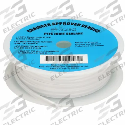 APPROVED VENDOR Gasket-Making Tape: 1/4 in x 50 ft, 0.11 in Thick, -400°F to 600°F, White - PTFE Gasket-Making Tape