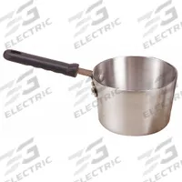 CRESTWARE Sauce Pan w/Cool Grip Handle: 2.5 qt Capacity, Aluminum, Riveted, Silver, Silicone Handle (MPN PAN2H). Key specifications — NSF Certified: Yes; Body Material: Aluminum; Brand: CRESTWARE; Body Style: Straight; Handle Material: Silicone; Handle Type: Riveted; Material: Aluminum.