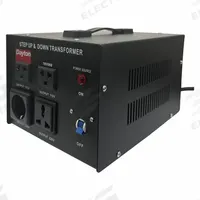 DAYTON Step Up/Step Down Voltage Converter: 3 kVA Power Rating, Single Phase, 50/60 Hz, 4 Outlets (MPN 16V988). Key specifications — Frequency: 50/60 Hz; Protective Device: None; Voltage Conversion: 220 to 110V AC; Brand: DAYTON; Phase: Single.