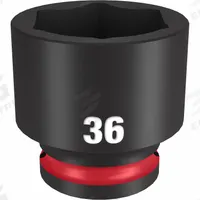 MILWAUKEE Standard Impact Socket: 1/2 in Drive Size, Metric, 36 mm Socket Size, 6-Point, Std (MPN 49-66-6268). Key specifications — attr1215501: MILWAUKEE; attr1215515: Black Phosphate; attr1215518: 36 mm.