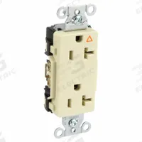 HUBBELL Receptacle: Decorator Duplex, 5-20, Ivory, 125V AC, 20 A, 2 Pole / 3 Wire (MPN IG20DRI)