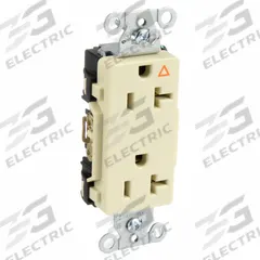 HUBBELL Receptacle: Decorator Duplex, 5-20, Ivory, 125V AC, 20 A, 2 Pole / 3 Wire (MPN IG20DRI)