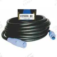 SOUTHWIRE Cam Lock Power Cable: 25 ft Cord Lg, 600V AC, CL20FBU, CL20MBU, 2/0 AWG Wire Size, 1 Wires (MPN 61225SCBU). Key specifications — Connector End Connection Type: CL20FBU; Plug End Connection Type: CL20MBU; Voltage Rating: 600V AC; Wire Size: 2/0 AWG; Brand: SOUTHWIRE.