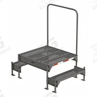 APPROVED VENDOR Work Platform: 1.8 ft Platform Ht - Max, 34.6 in x 39 in, Steel (MPN CW3-21-2-3). Key specifications — Folding: Not Foldable; Mobility: Stationary; Use Location: Indoor; Brand: APPROVED VENDOR; Color: Gray; Exit Direction: Left; Height Adjustability: Adjustable Height; Includes Handrails: Handrails Included.