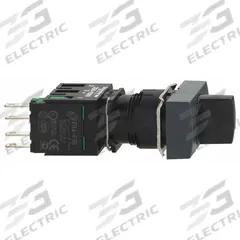 SCHNEIDER Selector Switch: 16 mm Panel Mounting Size, 2 Positions, Short Lever, 1NO/1NC (MPN XB6DD221B). Key specifications — AC Contact Rating: 3 A @ 120 V; Action: Maintained/Maintained; Cam: No Cam Included; DC Contact Rating: 0.22 A @ 125 V; Hazardous Location Specification: Not Rated; Operator Head Material: Plastic; Operator Head Type: Short-Handled Knob; Operator Illumination: Non-Illuminated.