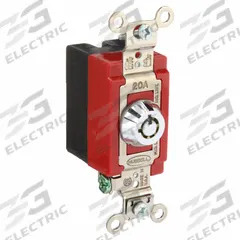 HUBBELL Wall Switch: Locking Switch, Single Pole, Maintained, Silver, 120/277V AC, 20 A (MPN HBL1221RKL). Key specifications — Illuminated: No; Voltage Rating: 120/277V AC.
