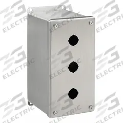 HOFFMAN Push Button Enclosure: 30mm, 4 Holes, 304 Stainless Steel, NEMA 4X (MPN E4PBXSS). Key specifications — attr211299: HOFFMAN; attr1043605: Washdown-Corrosion-Resistant.