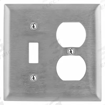 HUBBELL Wall Plate: Combo, 2 Gang, Silver - Combination Wall Plates