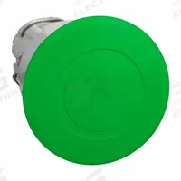 SCHNEIDER Mushroom Head Push Button: Green, 22 mm Mounting Size, Metallic, Maintained (MPN ZB4BT3). Key specifications — Brand: SCHNEIDER; Action: Maintained; Series: XB4; Push Button Material Type: Metallic.