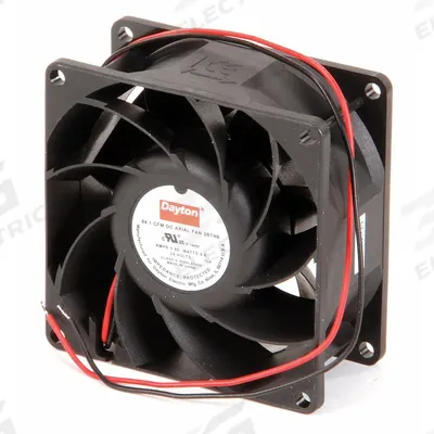 Dayton Axial Fan: 74 cfm Airflow @ 0.000 in SP, 3 1/8 in Ht, 1 1/2 in Dp, Lead Wires - Standard Square Axial Fans