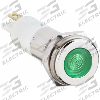 APPROVED VENDOR Flush Panel Light: 10 mm Panel Mounting Hole Dia, LED, Green, Flush Head - LED Indicator Pilot Lights