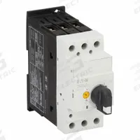 EATON Manual Motor Protector: Non-Reversing, 3 Poles, 16 A, Thermal Protection, Selector Switch (MPN XTPR016DC1). Key specifications — Maximum Voltage Rating: 600V AC; Brand: EATON; Thermal Units Required: None (Starter Includes Integrated Thermal Units); Frame Size (Width): 55mm (D Frame).