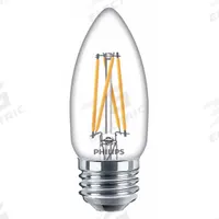 PHILIPS Compact LED Bulb: Medium Screw (E26), LED, (B) Bullet, B11, 5.5 W Watt, 500 lm Light Output (MPN 5.5B11/PER/927-922/CL/G/E26/WGX 1FB T20). Key specifications — attr233510: B11; attr233525: 120V AC; attr233549: Clear; attr518949: 2300K; attr239859: PHILIPS.
