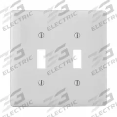 HUBBELL Wall Plate: Toggle, 2 Gang, White, Jumbo Size (MPN NPJJ2W). Key specifications — Brand: HUBBELL; Material: Nylon.