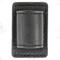 HEROS PRIDE Flashlight Pouch: Black, Synthetic Leather, Plain, 3 1/2 in x 2 1/4 in, Open Closure (MPN 1474P). Key specifications — attr188437: Black; attr188438: Synthetic Leather; attr188431: Flashlight Pouch.