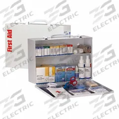 FIRST AID ONLY First Aid Kit and Housing: 348 Components, ANSI/ISEA Z308.1-2021, Type I/II, Class A (MPN 91337). Key specifications — ANSI Standard Met: ANSI/ISEA Z308.1-2021; Adhesive Bandages Included: (10) Fingertip Bandages; Oral and Inhalant Medicinals Included: (50) Antacids; Topical Medicinals Included: (10) Hand Sanitizer Packets; Wound Dressings Included: Cold Pack; Unitized: Unitized.