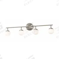 Pearl 4 Light LED Vanity: Satin Nickel, 1,565 lm_1,800 lm, 3000K, 21 W, 120V AC, Dimmable, 32 in Lg (MPN PRLV3208L30D1SN). Key specifications — Mounting Location: Wall; Brand: AFX INC.; Voltage: 120V AC; Color Temperature: 3000K; Housing Finish/Housing Color (Broad): Satin Nickel.