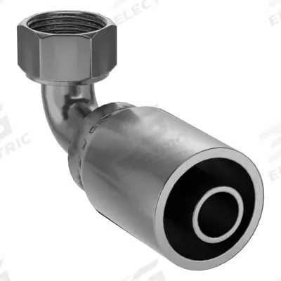 KURT Hydraulic Crimp Fitting: Carbon Steel, 90° Elbow, -10 For Hose Dash Size - Kurt Crimp Hydraulic Hose Fittings with JIC Connection