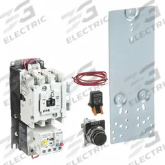 EATON Magnetic Motor Starter: Non-Reversing, 3 Poles, NEMA Size 1, 27 A, 120V AC Coil (MPN AN19DN0A5E020-CRK). Key specifications — Brand: EATON; Auxiliary Contact Form: 1NO; Coil Voltage: 120V AC; Phase: Three; Operator: None; Operator Controls: None; Auxiliary Contacts Included: 1NO; Signaling Features: Pilot Light.