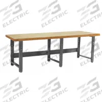 BENCHPRO Workbench: Adj Ht, Butcher Block, 120 in x 30 in, 1,600 lb Overall Load Capacity, Gray (MPN RW30120). Key specifications — Brand: BENCHPRO.