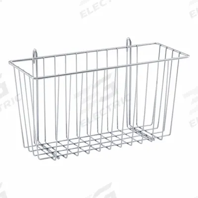 METRO Wire Basket: 13 3/8 in x 5 in x 7 in, 20 lb Load Capacity, Steel, Chrome - Snap-On Hanging Shelf Baskets for Wire Shelving