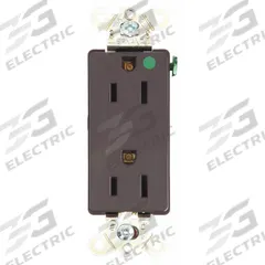 BRYANT Receptacle: Hospital Grade, Decorator Duplex, 5-20R, Brown, 125V AC, 15 A, 2 Pole / 3 Wire (MPN 9200)