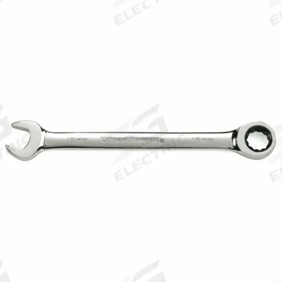 GEARWRENCH Box End Wrench: Steel, Chrome, 18 1/8 in Overall Lg, 15° Head Offset Angle - SAE 12-Point Ratcheting Combination Wrenches