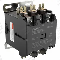 DAYTON Definite Purpose Magnetic Contactor: 3 Poles, 208-240V AC, 63 A, Non-Reversing (MPN 783XX9). Key specifications — Brand: DAYTON; Coil Voltage: 208/240V AC; Contactor Style: HVACR Definite Purpose Contactor; Mounting Style: Through Panel; Terminal Connection Type: Box Lugs; Maximum Voltage Rating: 600V AC; Phase: Three; Main Pole Contact Form: 3NO.