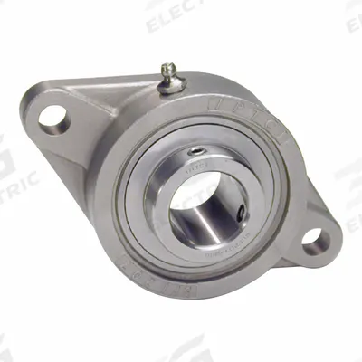 IPTCI BEARINGS 2 Bolt Flange Bearing: Radial Ball, 1 1/8 in Bore, SS, Set Screws - Food-Grade Flange-Mount Ball Bearings