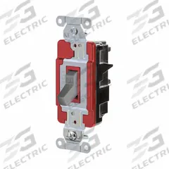 HUBBELL Wall Switch: Toggle Switch, Single Pole, Maintained, Gray, 120/277V AC, 20 A (MPN HBL1221STGY). Key specifications — Illuminated: No; Voltage Rating: 120/277V AC.