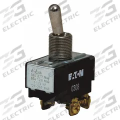 EATON Toggle Switch: 3 Position, 2 Connections, SPST, Screw Terminals Connection, X Series (MPN XTD1A2A2). Key specifications — AC Contact Rating: 10 A @ 277 V; Switch Function Configuration: On/None/Off; Brand: EATON; Series: X; Horsepower: 3/4 hp.