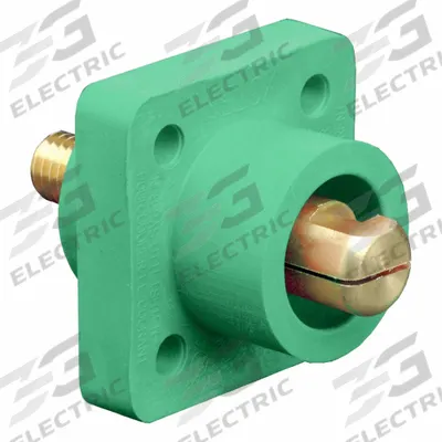 LEVITON Single Pole Receptacle: Green, Straight Ball Nose Mating, Threaded Stud Termination - Receptacles with Threaded Stud Terminations