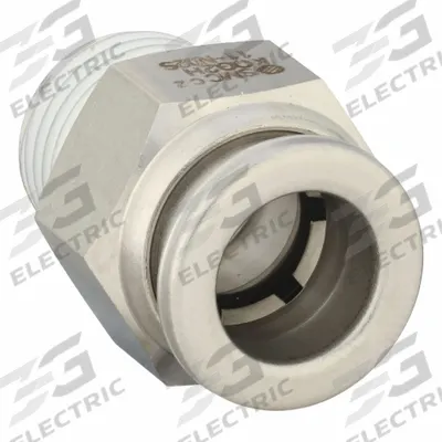 SMC Push-Fit Adapter Fitting: 3/8 in OD x 1/4 in OD Size, Push-to-Connect x MNPT - Stainless Steel Tube Fittings