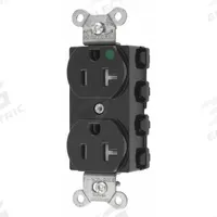 HUBBELL Receptacle: Hospital Grade Fed. Spec., Duplex, 5-20R, Black, 125V AC, 20 A, 2 Pole / 3 Wire (MPN SNAP8300BKTRA)